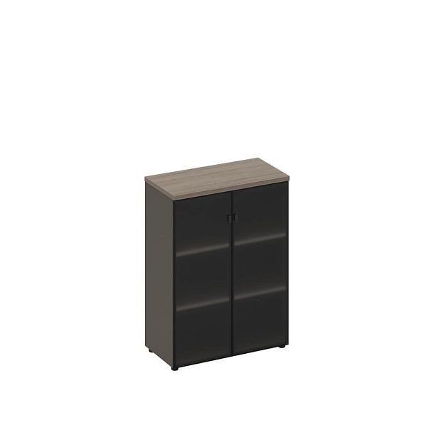 Шкаф для документов средний со стеклянными дверями U.RUS РС 305 ДЧ/ЛС дуб виченца/лава серая - Вид 1