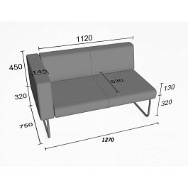 (sle-d2ap1) Диванная секция Слендер А двойная с одним подлокотником - Фото предпросмотра