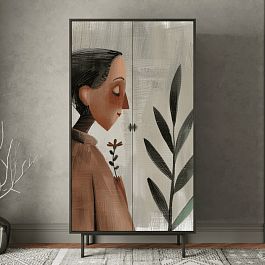 Шкаф двухдверный Emerson Art Женщина с цветком арт EM091/Art2 - Фото предпросмотра
