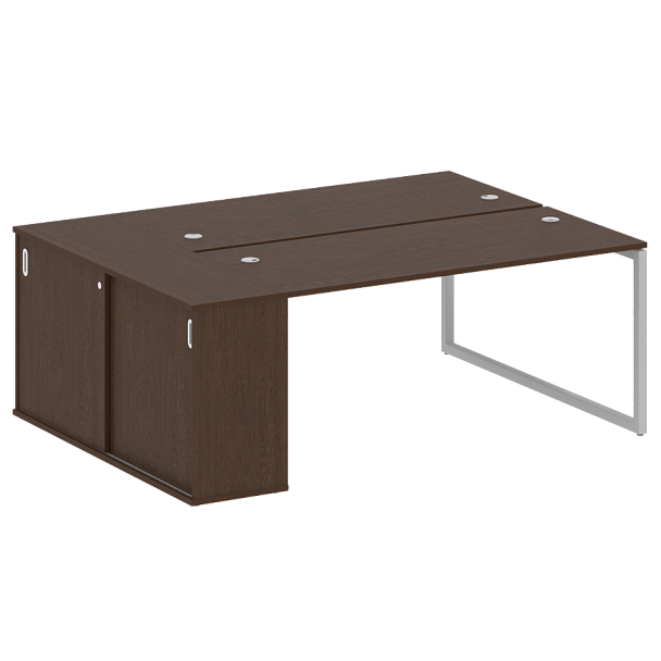Metal System Quattro Р. ст. с шкафом-купе на О-образном м/к 40БО.РС-СШК-1.4 Т Венге/Серый металл 2010*1475*750 - Вид 1