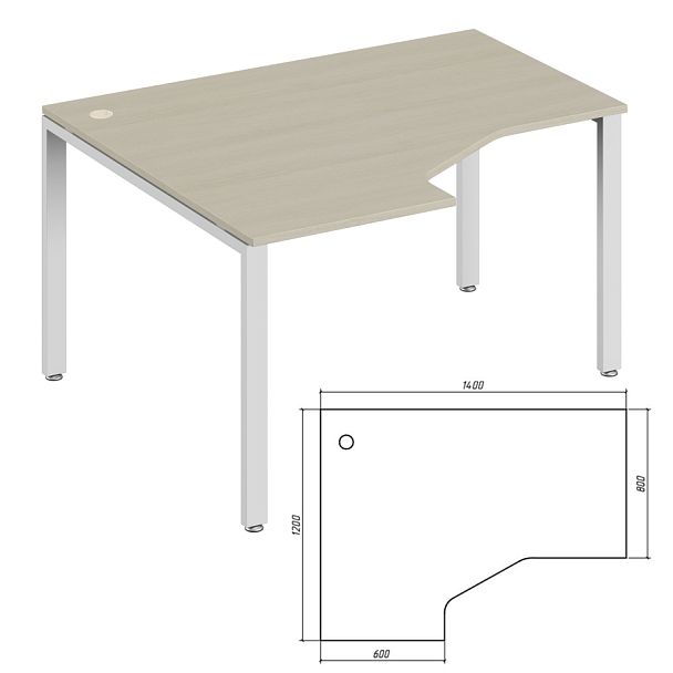 Эргономичный стол левый Trend Metal 140x120x75 дуб феррара - Вид 1