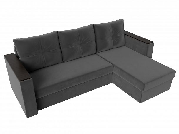 Угловой диван Атланта Лайт Б/С правый (полностью велюр серый) - Вид 5