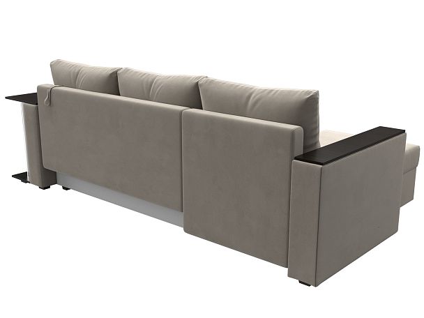 Угловой диван Атланта Лайт левый (полностью микровельвет бежевый) - Вид 5