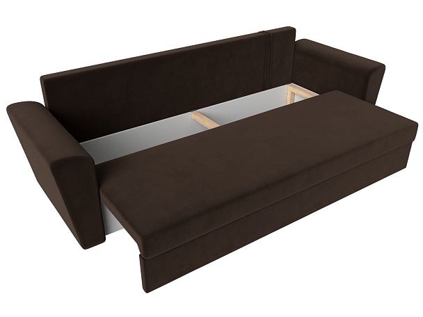 Диван прямой Амстердам Лайт (полностью микровельвет коричневый) - Вид 7