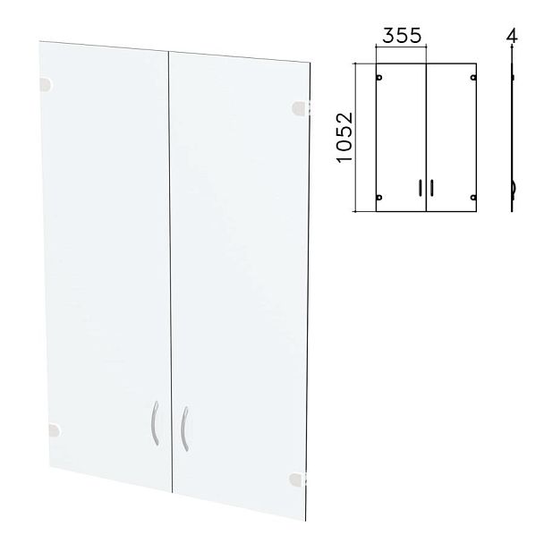 Дверь СТЕКЛО средняя "Бюджет", КОМПЛЕКТ 2 шт., 355х4х1052 мм, БЕЗ ФУРНИТУРЫ, 402655-760 - Вид 2