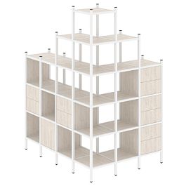 Loft Угловой внешний стеллаж наборный VR.L-56 Денвер светлый/Белый металл 1694*1278*2280 - Фото предпросмотра