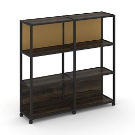 Shelf Mobile Стеллаж 4 уровня 2 секции VR.LT-STK-415.10 Дуб Мали/Металл Черный/W-31 1970*400*1523 - Фото предпросмотра