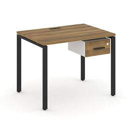 Concept Стол рабочий с подвесной тумбой с одним ящ. CN.SP-109 W Сандал Янтарный/Белый Бриллиант/Металл Черный 980*720*750 - Фото предпросмотра