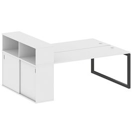 Metal System Quattro Р. ст. с шкафом-купе на О-образном м/к 50БО.РС-СШК-2.5 Т Белый/Антрацит металл 2210*1475*1098 - Фото предпросмотра