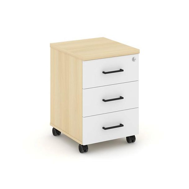 Стайл Проджект Тумба мобильная усил. колеса SN.TMU-002 Акация Лорка/Белый/Черный Ручки 416*460*611 - Вид 1