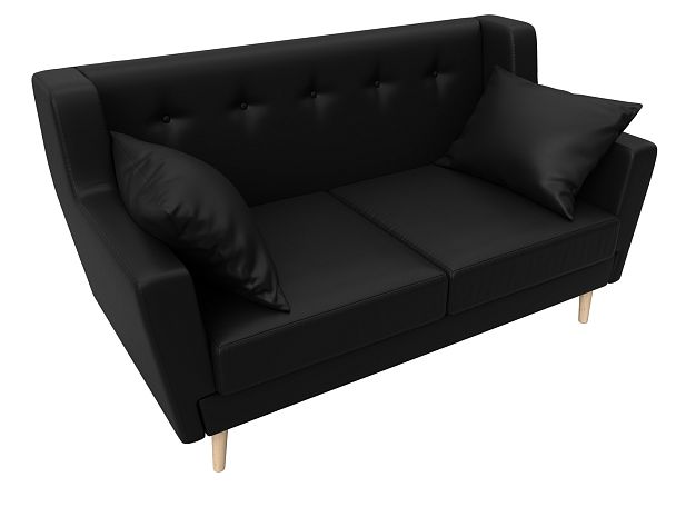 Прямой диван Брайтон 2 (полностью экокожа черная) - Вид 5