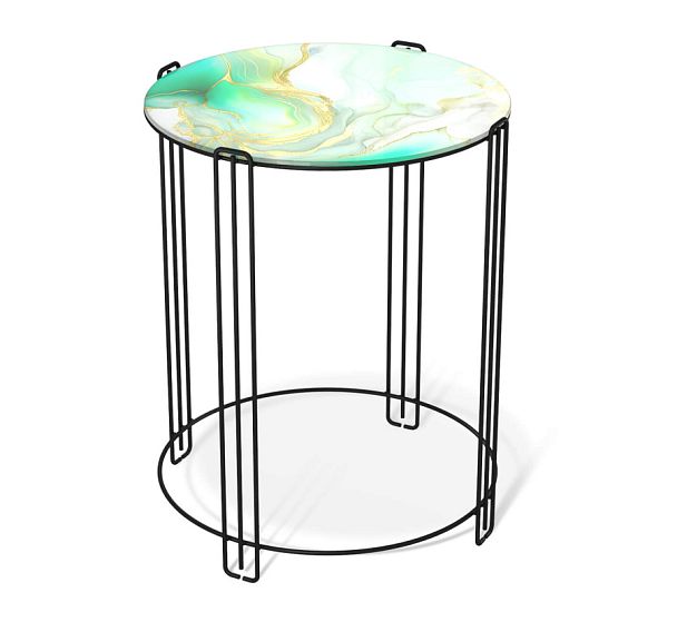 Столик журнальный Sheffilton SHT-CT53 лазурно голубой/черный муар - Вид 1