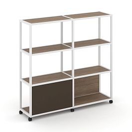 Shelf Mobile Стеллаж 4 уровня 2 секции VR.LT-STK-413.10 Дуб Аризона/Металл Белый/W-25 1970*400*1523 - Фото предпросмотра