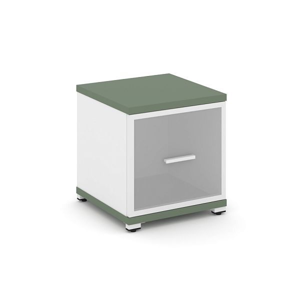 Concept Шкаф 1 узкая секция, 1 ниша CN.STU-113 RMW W Кобо/Белый Бриллиант/Металл Белый/Сатин 420*420*450 - Вид 1