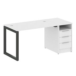 Metal System Quattro Р. ст. с тумбой на О-образном м/к 50БО.РС-СТП-1.2 Белый/Антрацит металл 1612*720*750 - Фото предпросмотра