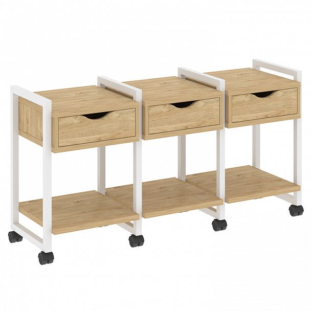 Тумба на колесах наборная "Loft" VR.L-TN-4.K тиквуд светлый/белый - Вид 1