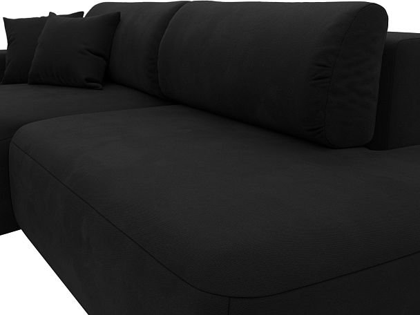 Диван угловой Лига-036 Модерн левый угол Микровельвет черный - Вид 2