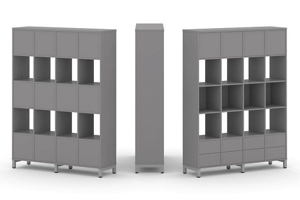 Стайл Проджект Набор стеллажа одностороннего, 5 ярусов SN.NS-541 Серый Пепел/Металл Серый 1488*400*1 - Вид 1