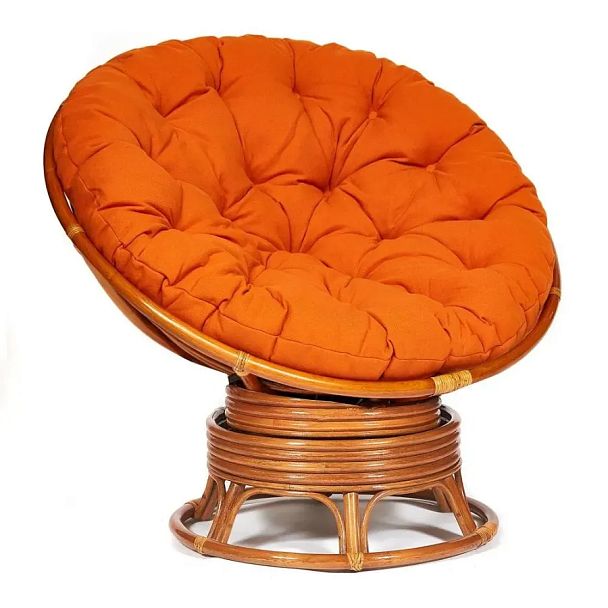 Кресло-качалка Папасан/Papasan (W 23/01 B) /с подушкой/Cognac (коньяк) - Вид 1