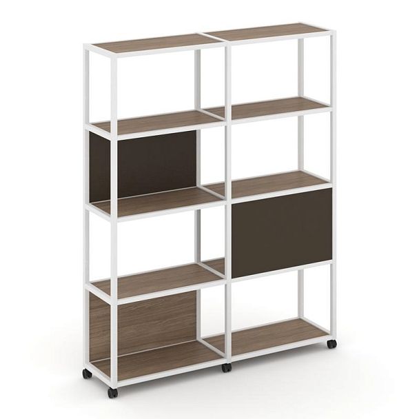 Shelf Mobile Стеллаж 5 уровней 2 секции VR.LT-STK-512.10 Дуб Аризона/Металл Белый/W-25 1970*400*2000 - Вид 1