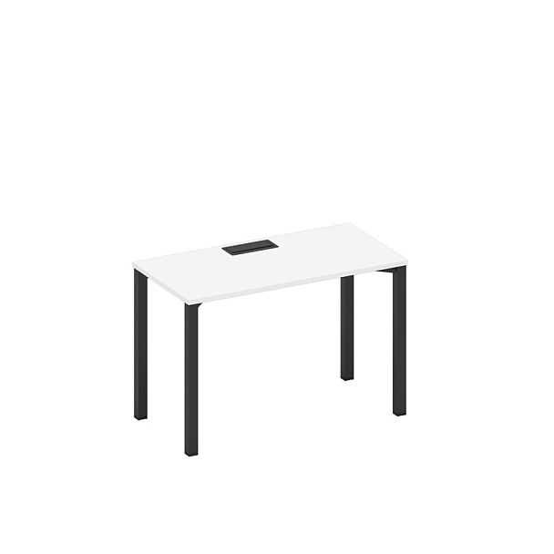 Стол письменный на металлокаркасе, столешница с заглушкой Space+ А1 ЧР 003 БП белый премиум / черный гладкий - Вид 1