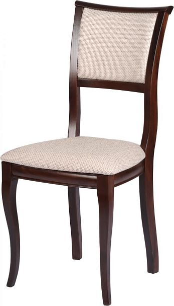Стул деревянный с мягким сиденьем Камир Темный орех/Кремовая рогожка - Вид 1