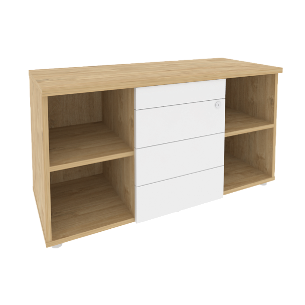 Onix Direct Тумба сервисная с ящиками TIP-ON O.TS-11 TIP Тиквуд светлый/Белый бриллиант 1100*460*598 - Вид 1