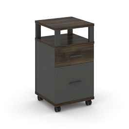 Concept Тумба мобильная 1 ящ.+1 распаш. фасад с надставкой CN.TUM-010 A Дуб Мали/Антрацит/Металл Антрацит 420*420*782 - Фото предпросмотра