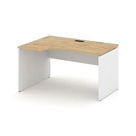 Стайл Проджект Стол рабочий эргоном. SN-D.SPA-021(L) Тиквуд Светлый/Белый/Черная Заглушка 1380*800/9 - Фото предпросмотра