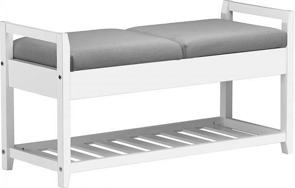 Обувница деревянная Вудсен Белый/Светло-серый велюр - Вид 1