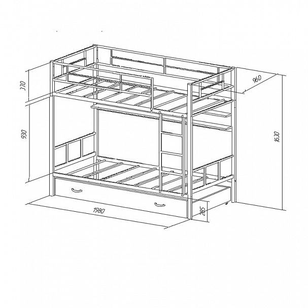 Двухъярусная кровать "Севилья-2ПЯ" серый - Вид 2