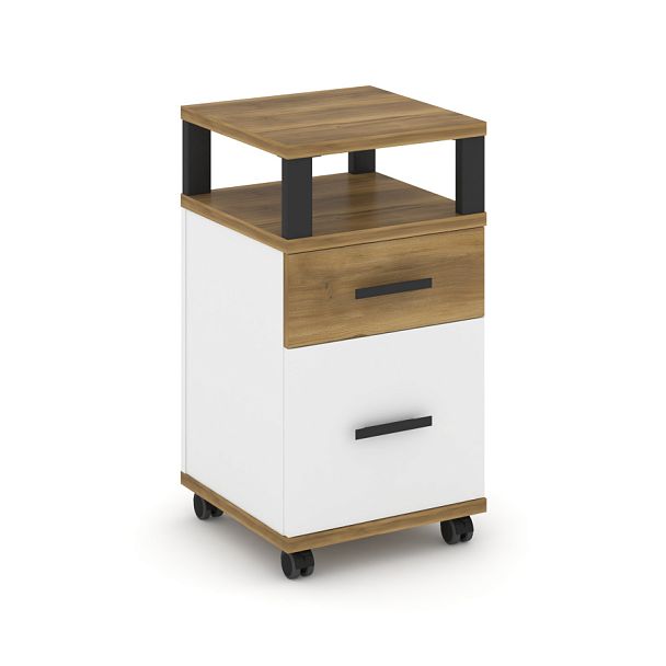 Concept Тумба мобильная 1 ящ.+1 распаш. фасад с надставкой CN.TUM-010 B Сандал Янтарный/Белый Бриллиант/Металл Черный 420*420*782 - Вид 1