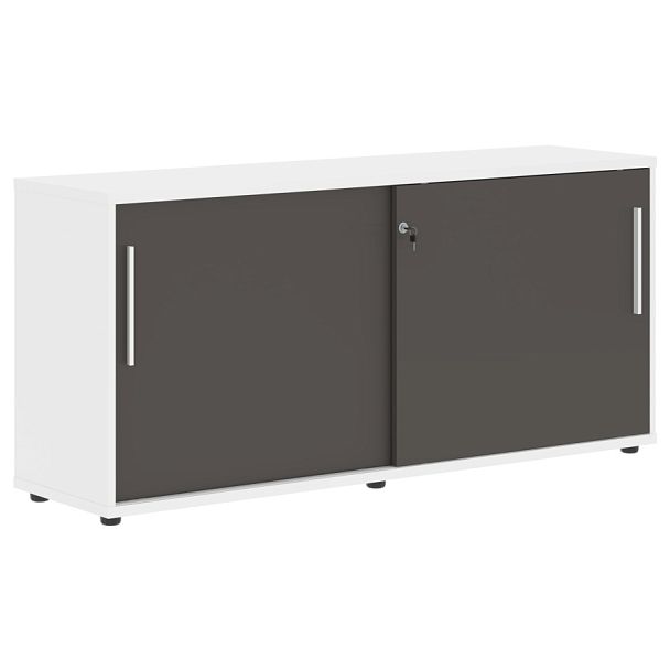 Шкаф низкий с дверьми купе ELC 1643 Мокко/Белый/Белый 1606х430х750 EDIS - Вид 1