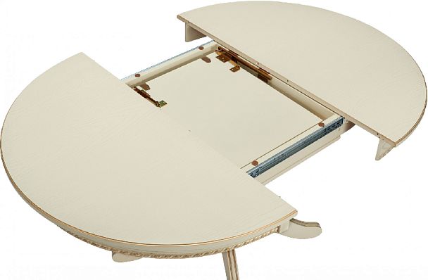 Стол деревянный раздвижной Вэлт D110(150)х110х76 Слоновая кость с золотой патиной - Вид 5