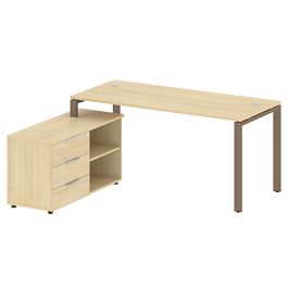 Metal System Р. ст. с тумбой на П-образном м/к БП.РС-СТС-2.4 (L) Акация/Мокко металл 1700*1520*750 - Фото предпросмотра