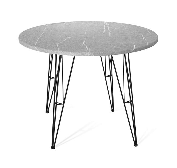 Стол Sheffilton SHT-TU10/TT 90 МДФ черный муар/серый мрамор - Вид 1