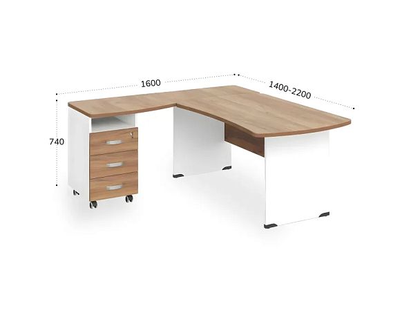 БЕРЛИН / BERLIN Угловое рабочее место левое 1800х1600х740 Акация/Белый - Вид 2