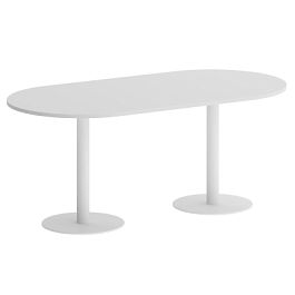 Home Office Стол овальный VR.SP-5-180.1 Белый/Белый металл 1800*900*750 - Фото предпросмотра