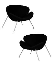 Набор 2 шт Кресло дизайнерское DOBRIN EMILY (черный ткань AF9, хромированная сталь) - Фото предпросмотра