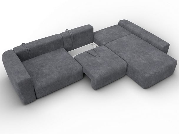 Диван угловой Лига-066 НПБ Лонг угол правый Велюр серый - Вид 9