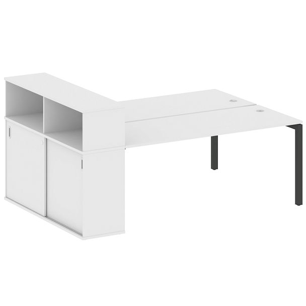 Metal System Quattro Р. ст. с шкафом-купе на П-образном м/к 50БП.РС-СШК-2.5 Т Белый/Антрацит металл 2210*1475*1098 - Вид 1