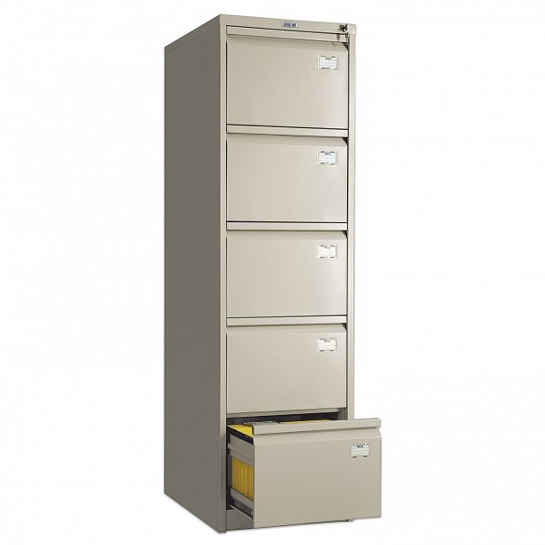 Шкаф картотечный ПРАКТИК "AFC-05", 1634х467х630 мм, 5 ящиков для 275 подвесных папок, формат папок Foolscap или A4 (БЕЗ ПАПОК) - Вид 2