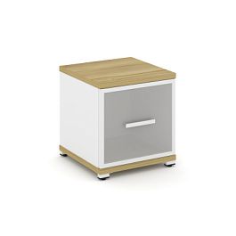 Concept Шкаф 1 узкая секция, 1 ниша CN.STU-113 RMW W Дуб Винченцо/Белый Бриллиант/Металл Белый/Сатин 420*420*450 - Фото предпросмотра