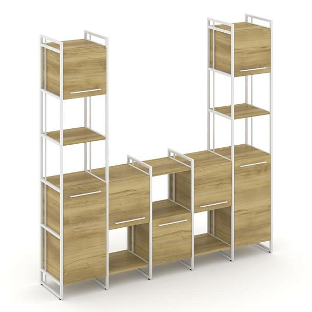 Rift Шкаф комбинированый RF.NS-001 Дуб Винченцо/Металл Белый 2020*396*2010 - Вид 1