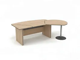 БЕРЛИН / BERLIN Стол руководителя с брифингом правый 2550х1500х760 Акация/Серый - Фото предпросмотра