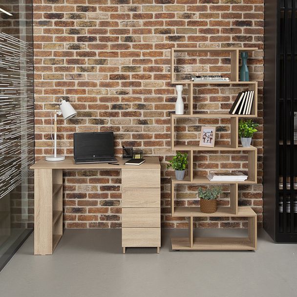 Стол письменный/компьютерный BRABIX "Scandi CD-016", 1100х500х750 мм, 4 ящика, дуб сонома, 641892, ЦБ013707-2 - Вид 12