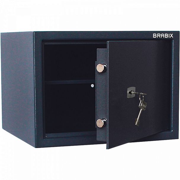 Сейф BRABIX "КМ-310", 310х430х375 мм, 20 кг, ключевой замок + полка, крепление к стене, 291166 - Вид 1