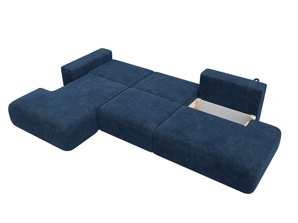 Диван угловой Лига-036 НПБ Модерн Лонг левый угол Велюр синий - Вид 9