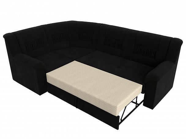 Угловой диван Карелия левый угол (полностью микровельвет черный) - Вид 6