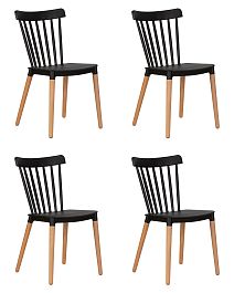 Набор 4 шт Стул обеденный DOBRIN THEO (ножки светлый бук, цвет черный (B-03)) - Фото предпросмотра